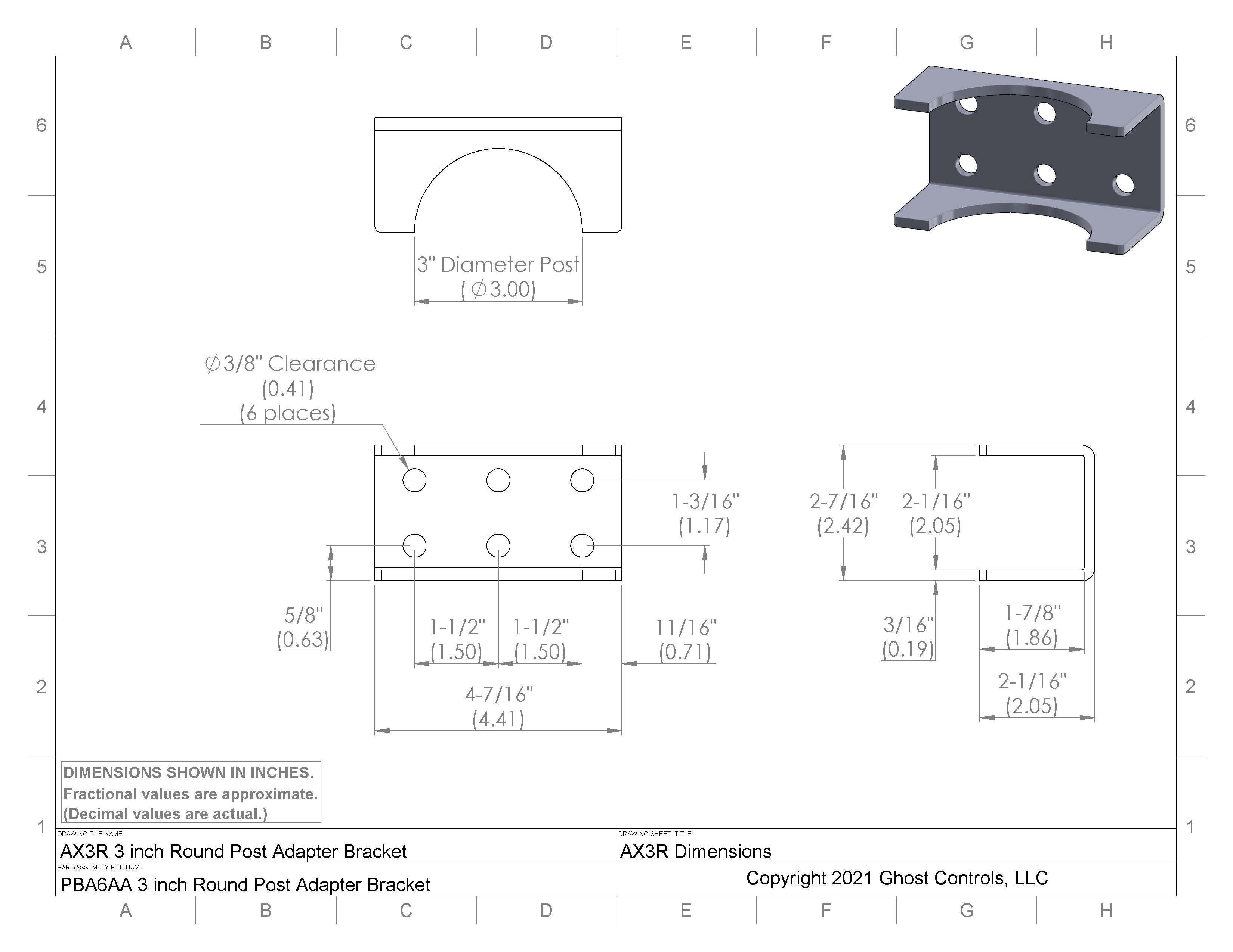 3 Inch Round Post Bracket Adapter - AX3R