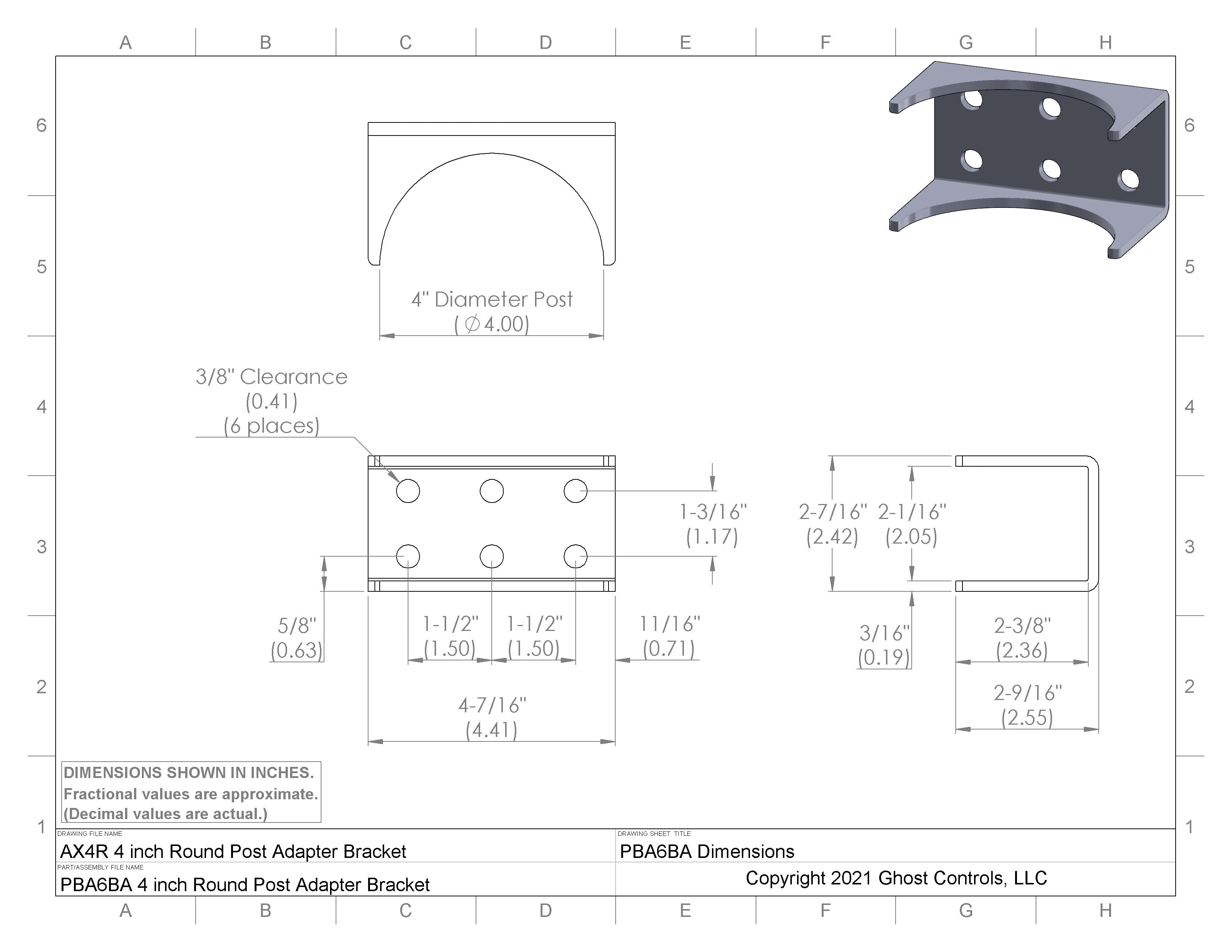 4 Inch Round Post Bracket Adapter - AX4R