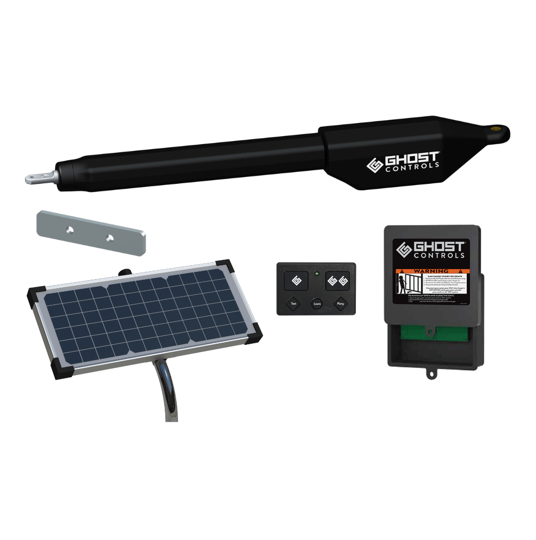 Ghost Manor Column Mount and Heavier Gate Series Single 10 Watt Solar Gate Opener Bundle 