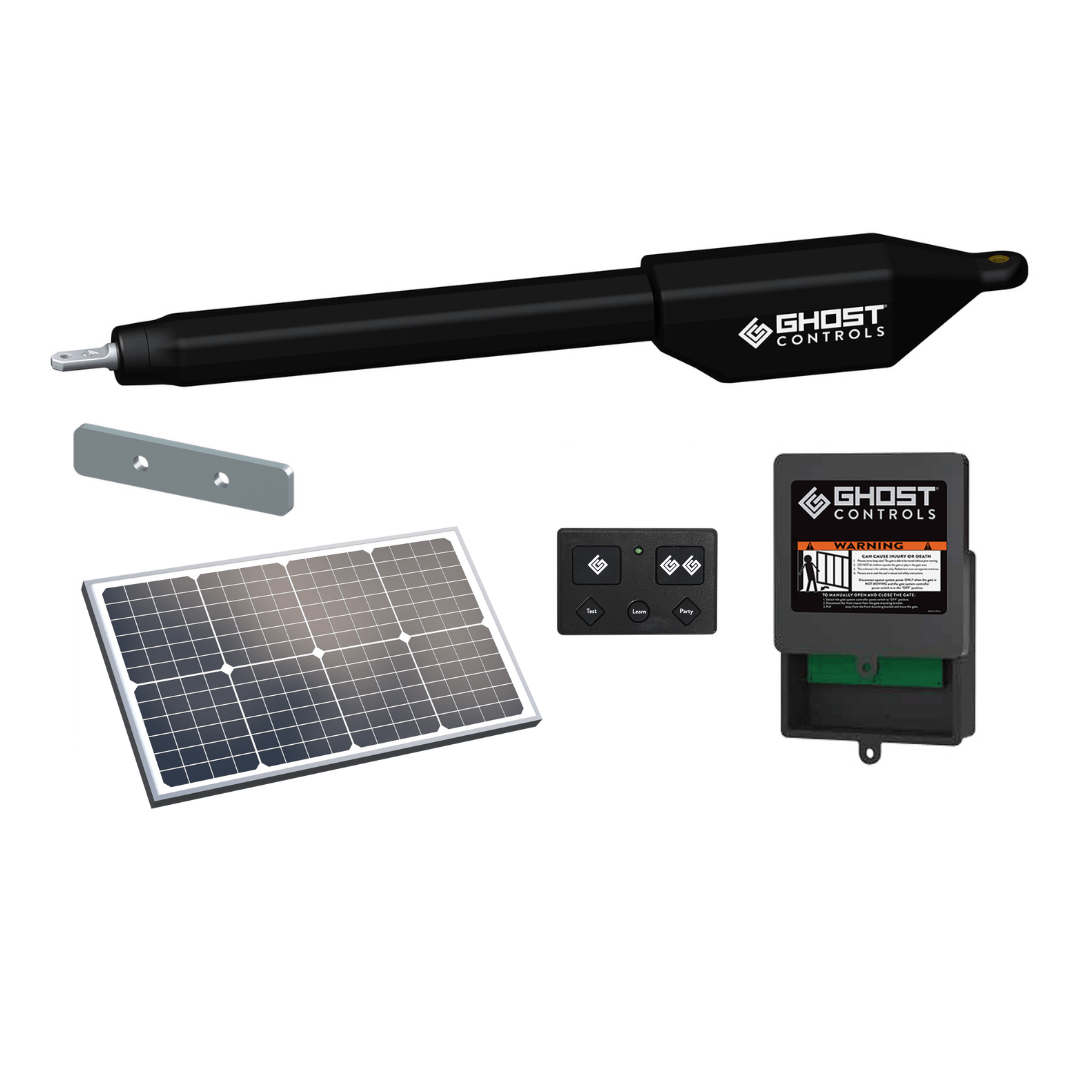 Ghost Manor Column Mount and Heavier Gate Series Single 30 Watt Solar Gate Opener Bundle